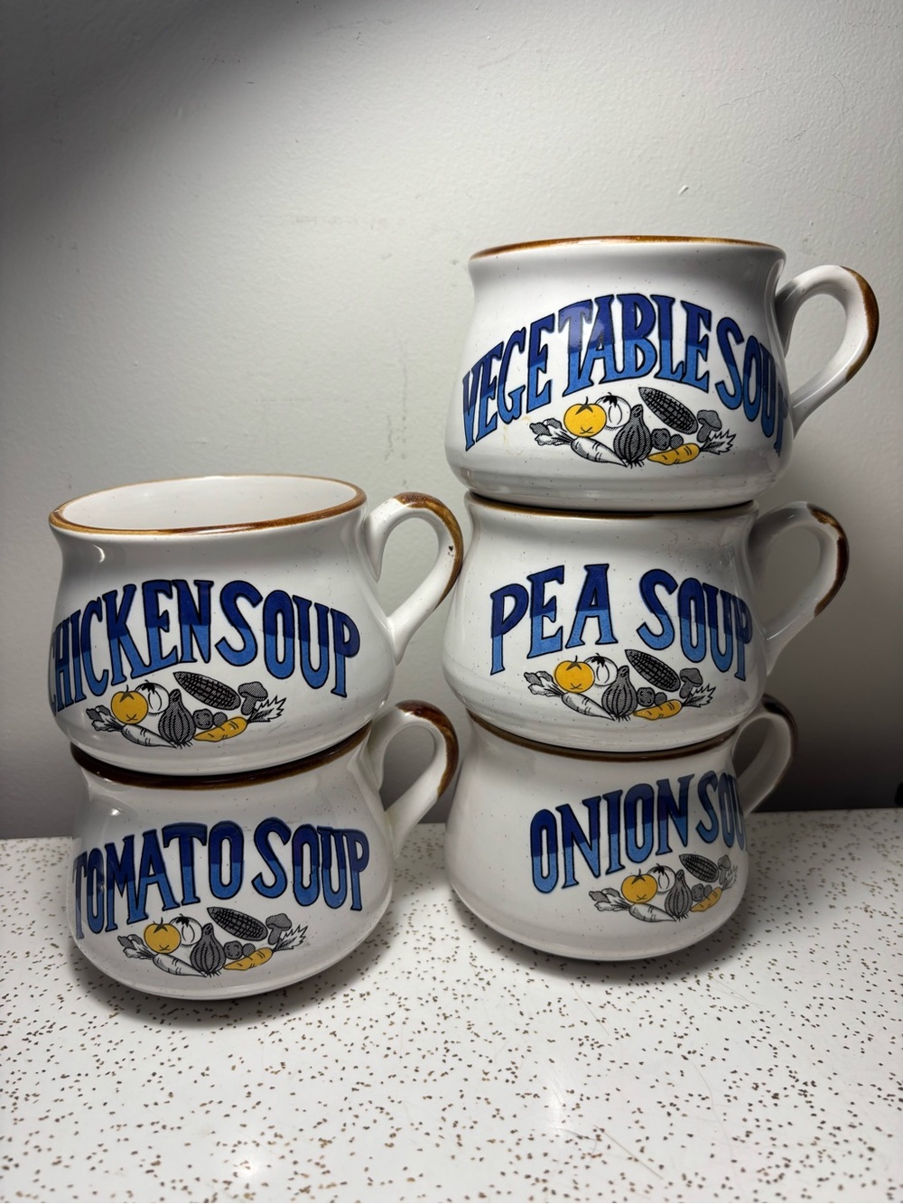 Set of 5 vintage Festival stoneware soup bowls made in Korea